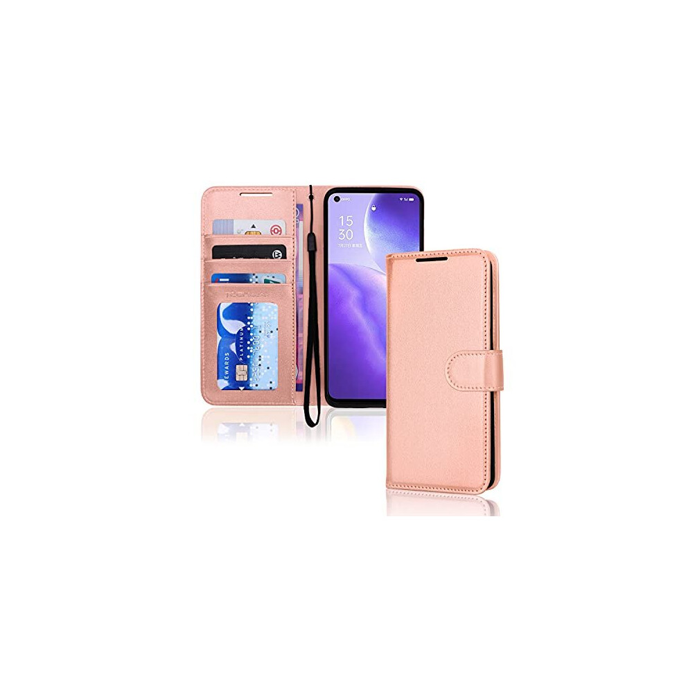 TECHGEAR Leather Wallet Case for Oppo Find X3 Lite 5G, Flip Protective Case with Wallet Card Holder, Stand & Wrist Strap - PU Leather Cover