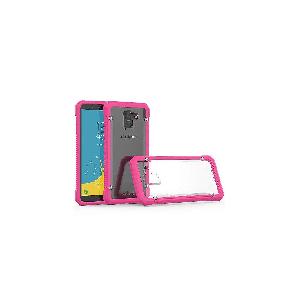 Techgear (Pink) Samsung Galaxy J6 2018 Case - [Fusion Armour] Premium Slim Hybrid Tough Protective Bumper Case Heavy Duty Protection Pink