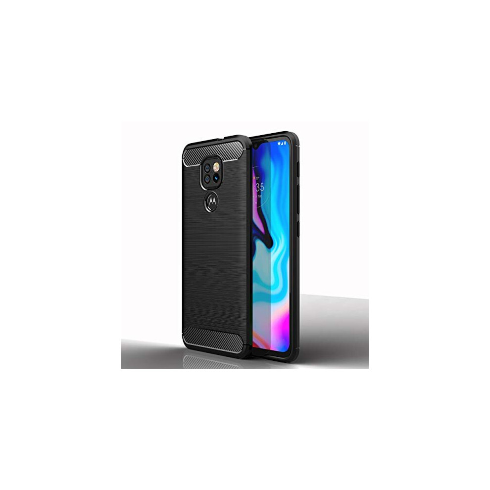 Moto E7 Plus Carbon Fibre Case [Stealth Case] Flexible, Shockproof, Ultra Slim, Soft TPU Protective Shell Cover with Carbon Fibre Detailing