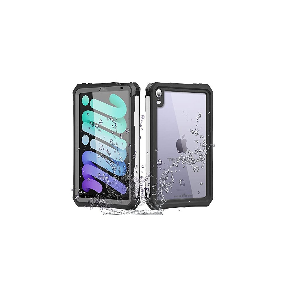 Techgear Waterproof Case For Ipad Mini 6 6Th Generation [Poseidon Case] Slim Shockproof Waterproof Case With Built-In Protector + Stand & Neck Strap