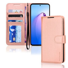 (Rose Gold) TECHGEAR PU Leather Wallet Case for Oppo Reno 8 Pro 5G, Flip Protective Case Cover with Wallet Card Holder, Stand & Wrist Strap, Magnetic Closure