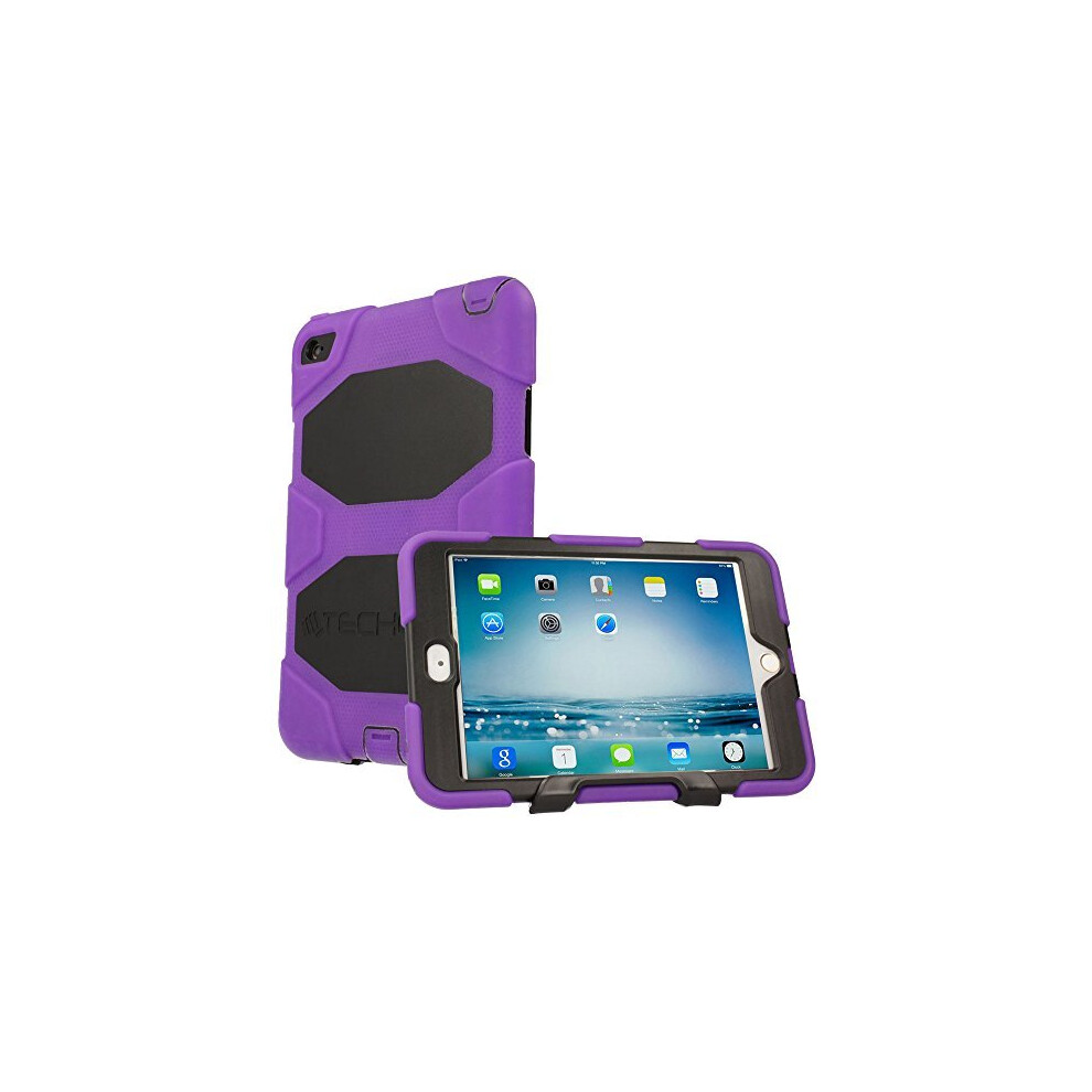 (PURPLE) TECHGEAR G-SHOCK Case fits Apple iPad Mini 5 / 4 - Rugged Heavy Duty Armour Shock Proof Survival Protective Case with Stand - Kids Work Schoo