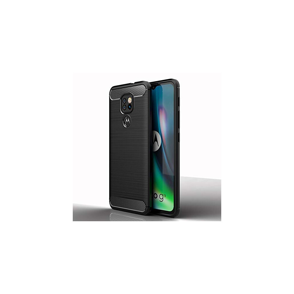 Moto G9 Play Carbon Fibre Case [Stealth Case] Flexible, Shockproof, Ultra Slim, Soft TPU Protective Shell Cover with Carbon Fibre Detailing