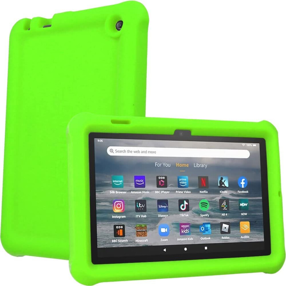 (GREEN) TECHGEAR Bumper Case fits All-New Amazon Fire 7" (2022 Release / 12th Generation) Shockproof Soft Silicone Protective Easy Grip Case + Protect