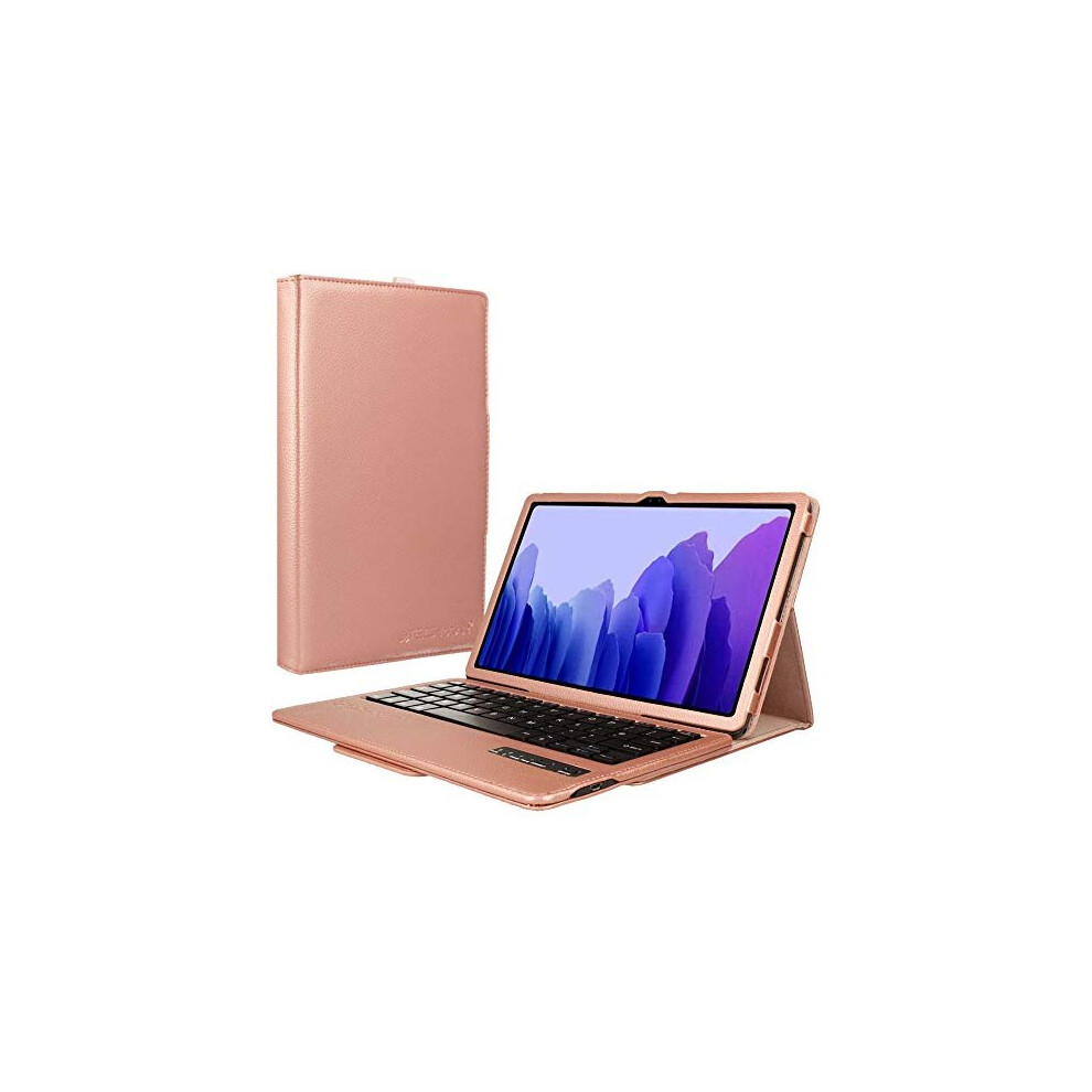 (Rose Gold) TECHGEAR Keyboard Case for Samsung Galaxy Tab A7 10.4" 2022 / 2020 (SM-T500 T503 T505 T509) PU Leather Stand Case with Bluetooth Wireless