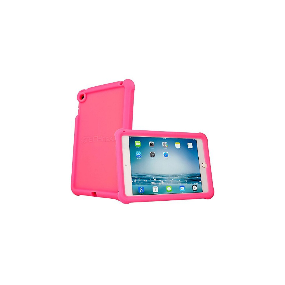 (PINK) Bumper Case fits Apple iPad Mini 5 2019, iPad Mini 4, Rugged Light Weight Shockproof Soft Silicone Protective Easy Grip Case + Screen Protector