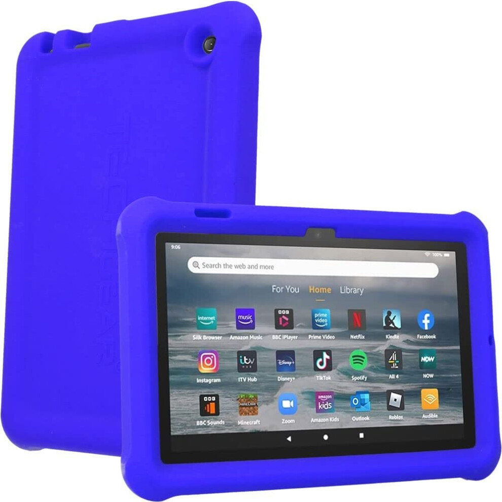 (BLUE) TECHGEAR Bumper Case fits All-New Amazon Fire 7" (2022 Release / 12th Generation) Shockproof Soft Silicone Protective Easy Grip Case + Protecto