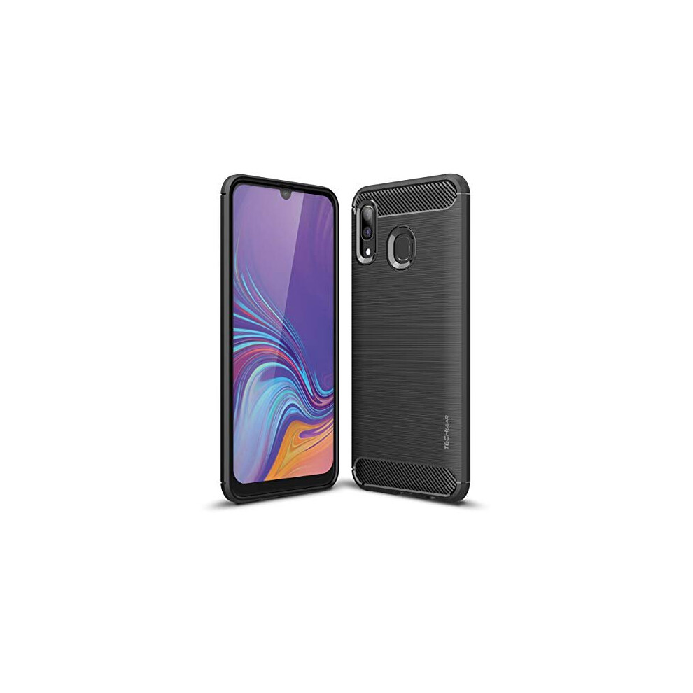 Galaxy A40 Carbon Fibre Case [Stealth Case] Flexible, Shockproof, Ultra Slim, Soft TPU Protective Shell Cover with Carbon Fibre Detailing