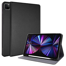 (Black) TECHGEAR iPad Pro 12.9" 2022 / 2021 Smart Case [Pencil Compatible] Slim Smart Case Fold Stand Cover with Corner Protection [Auto Wake / Sleep]