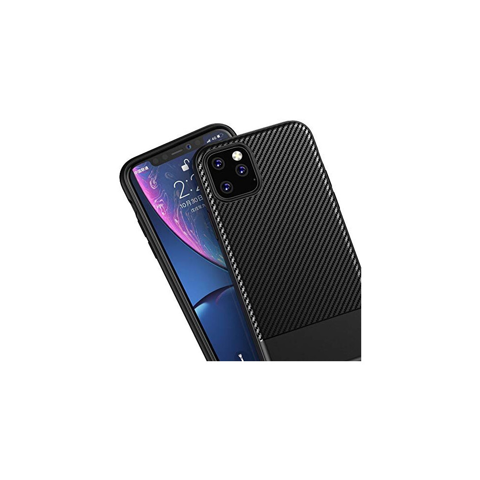 iPhone 11 Pro Max Case, Flexible Shockproof TPU Slim Fit Case Cover - Carbon Fibre Design Soft Flexible Protective Shell Guard Case