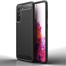 Samsung Galaxy S21 FE Carbon Fibre Case [Stealth Case] Flexible, Shockproof, Ultra Slim, Soft TPU Protective Shell Cover with Carbon Fibre Detailing
