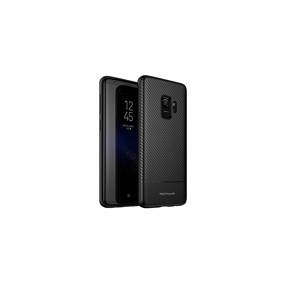 Galaxy S9 Case - [Raven Case] Flexible Shockproof TPU Slim Fit Carbon Fibre Case Cover - Carbon Fibre Detail Soft Flexible Protective Guard Case