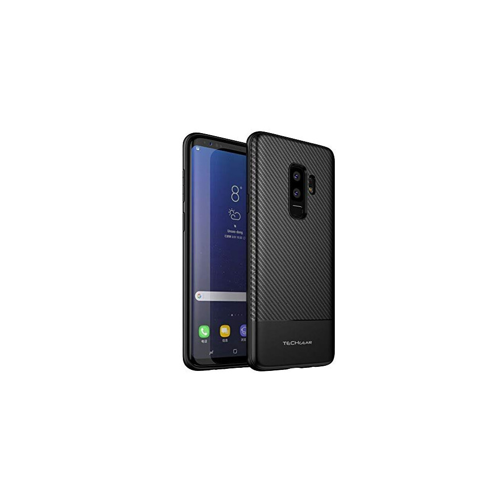 Samsung Galaxy S9 Plus Case - [Raven Case] Flexible Shockproof TPU Slim Fit Carbon Fibre Case Cover - Carbon Fibre Detail Soft Flexible Protective