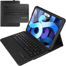 (Black) TECHGEAR Keyboard Case for iPad Air 5 / 4 10.9" 5th & 4th Generation 2022/2020 - PU Leather Case with Detachable Bluetooth Wireless UK QWERTY Keyboard