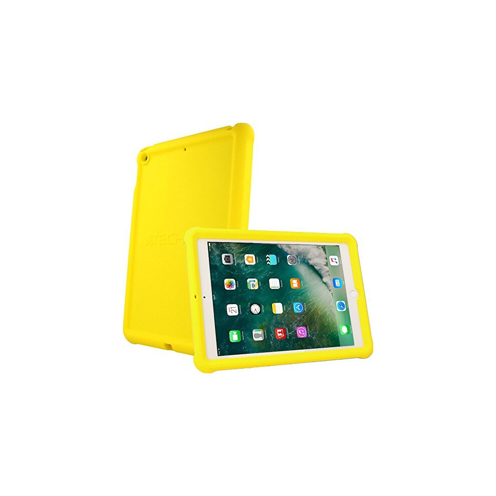 (YELLOW) TECHGEAR Bumper Case fits iPad 9.7" (2018/2017) Rugged Shock Proof Soft Silicone Protective Case + Screen Film - Kids & School Friendly Case