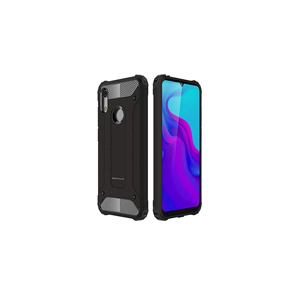 Techgear Compatible With Honor 8A [Tough Armoured] Shockproof Dual-Layer Protective Heavy Duty Tough Rugged Cover - (Black)