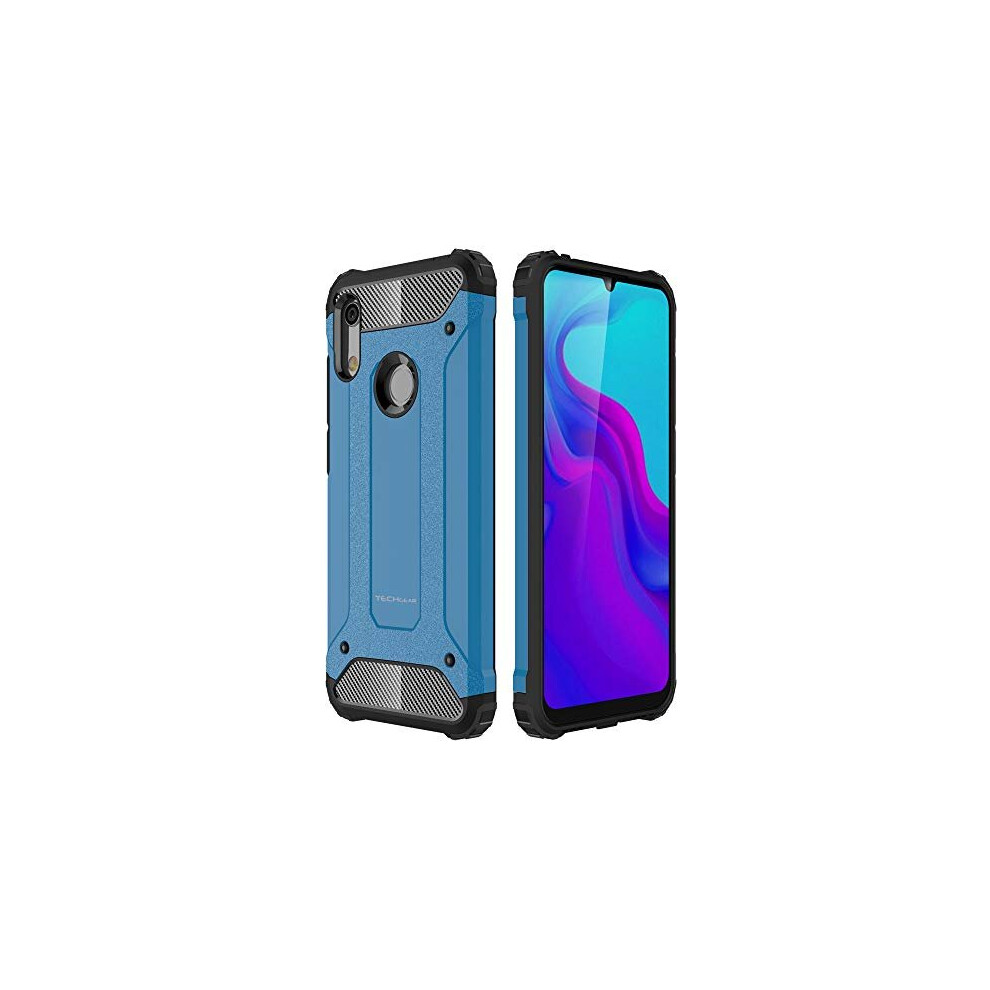 TECHGEAR Compatible with Honor 8A [Tough Armoured] ShockProof Dual-Layer Protective Heavy Duty Tough Rugged Cover - (Blue)