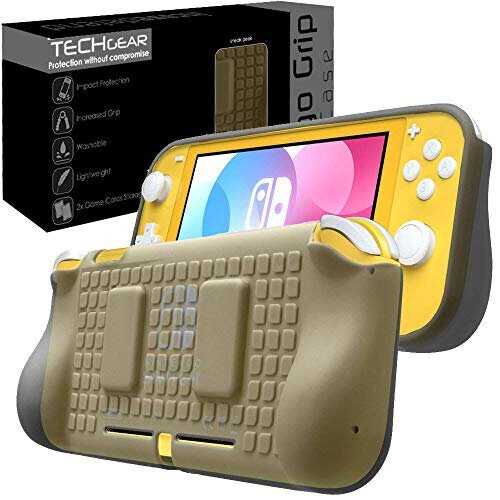 (Grey) TECHGEAR Switch Lite Slim Case, Soft Protective Back Cover for use on the Nintendo Switch Lite Console with built in Comfort Padded Hand Grips