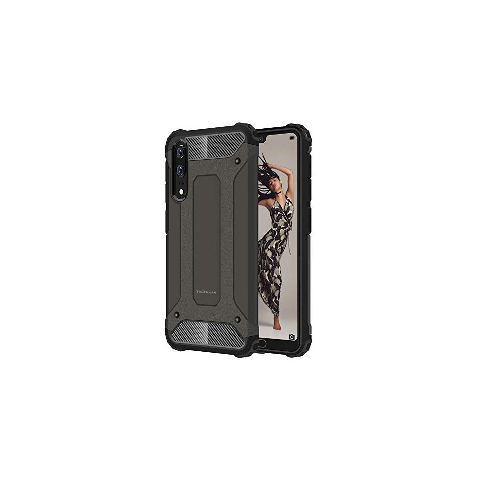 TECHGEAR P20 Case - [Tough Armoured] ShockProof Dual-Layer Protective Heavy Duty Tough Cover Compatible with Huawei P20 - (Slate)