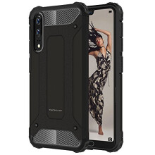 TECHGEAR P20 Case - [Tough Armoured] ShockProof Dual-Layer Protective Heavy Duty Tough Cover Compatible with Huawei P20 - (Black)