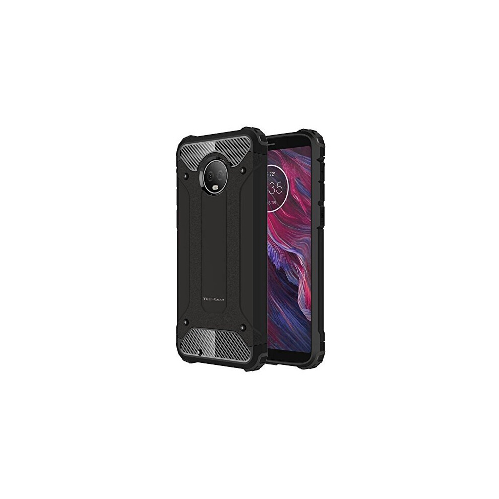 TECHGEAR Moto G6 Case - [Tough Armoured] ShockProof Dual-Layer Protective Heavy Duty Tough Cover Compatible with Motorola Moto G6 - (Black)