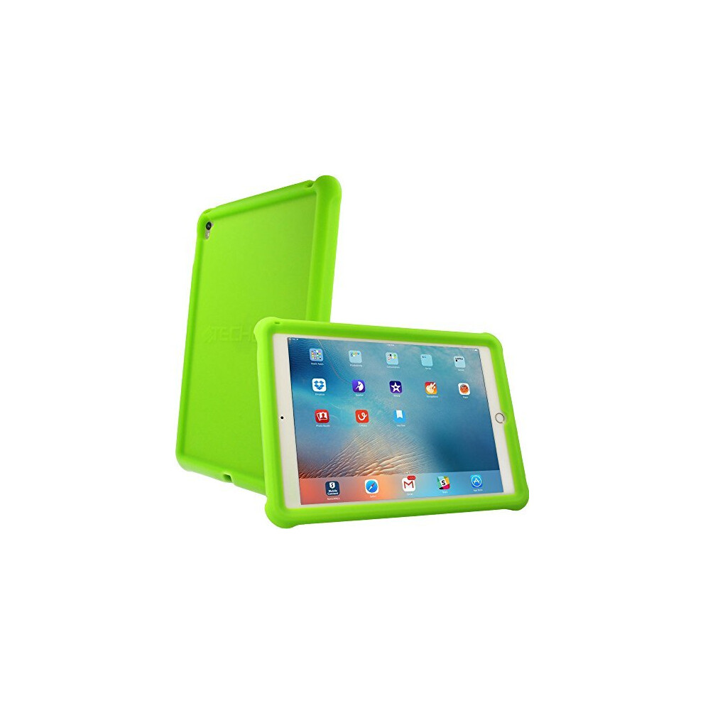 (GREEN) Bumper Case fits iPad Pro 9.7" Rugged Heavy Duty Anti-Shock Rubber Edge Protective Easy Grip Case + Screen Film - Kids & School Friendly Case