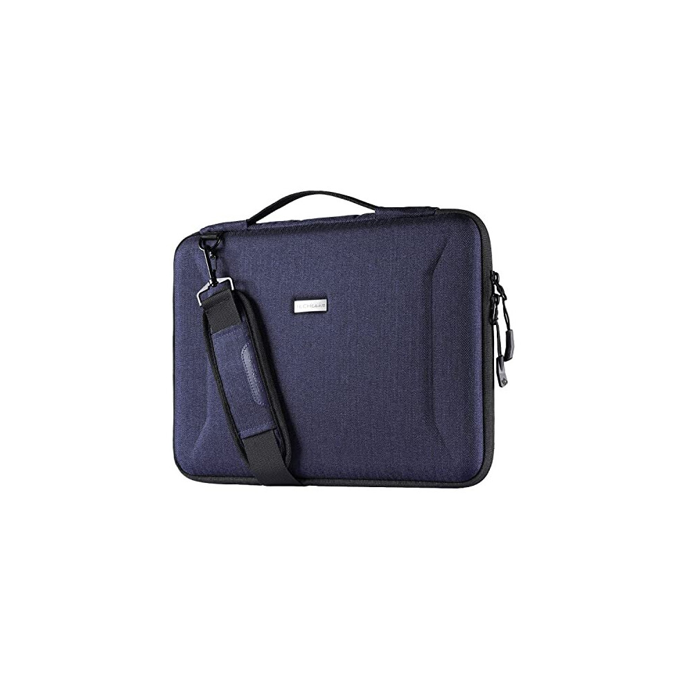 (BLUE) TECHGEAR Hard Shell Case for 12" - 13.3" Laptops, Zipped Travel Shockproof Sleeve Bag Case, Shoulder Strap fits MacBook Air 13", Macbook Pro 13