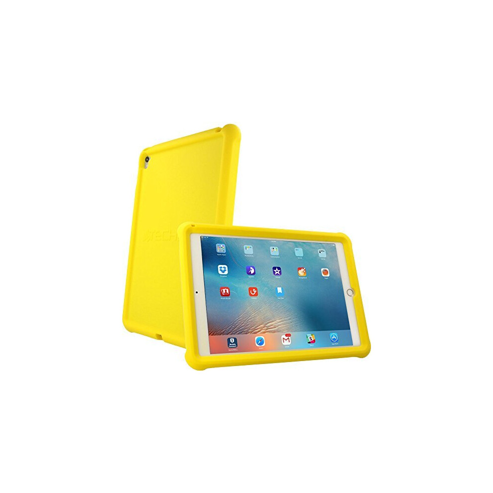 (YELLOW) Bumper Case fits iPad Pro 9.7" Rugged Heavy Duty Anti-Shock Rubber Edge Protective Easy Grip Case + Screen Film - Kids & School Friendly Case