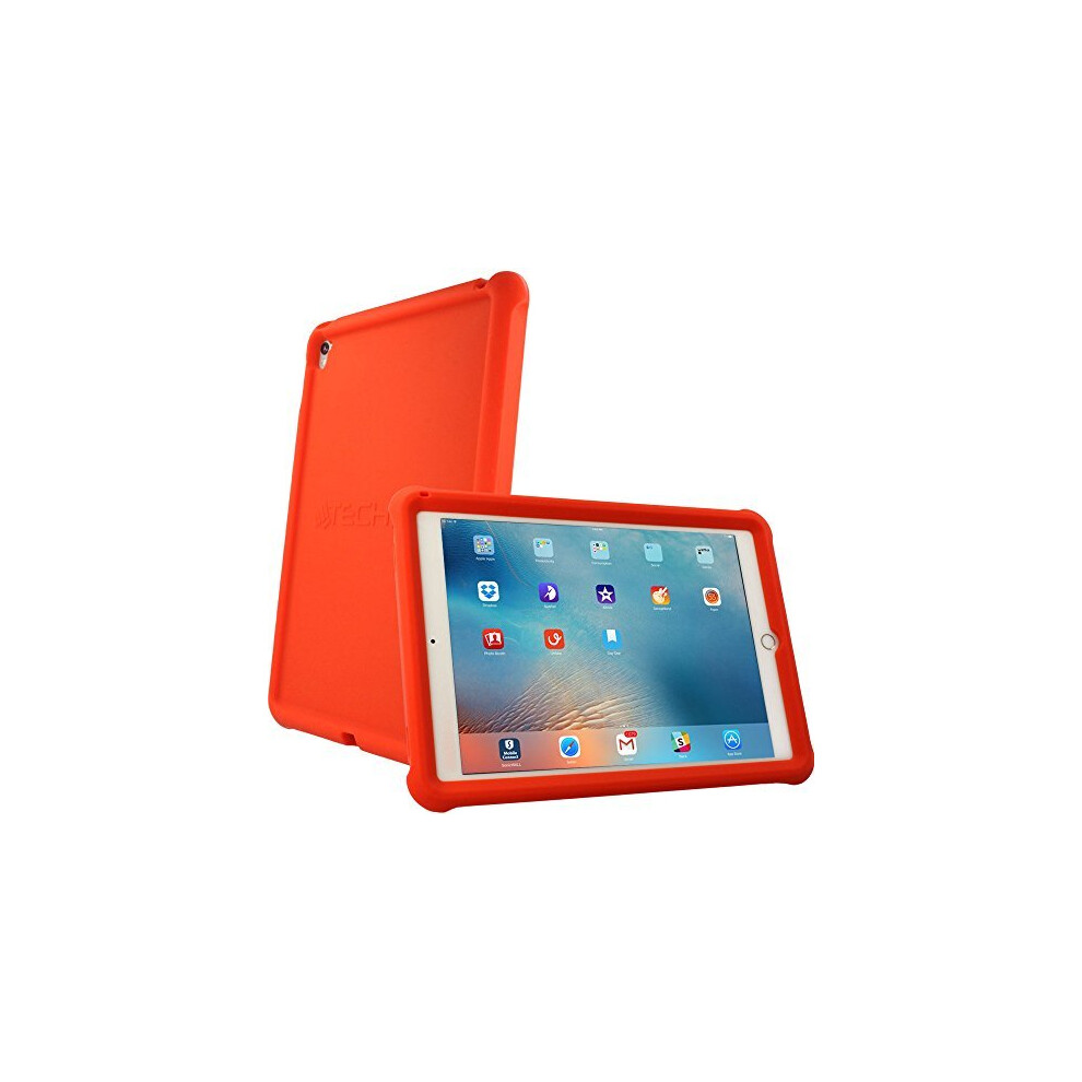 (RED) Bumper Case fits iPad Pro 9.7" Rugged Heavy Duty Anti-Shock Rubber Edge Protective Easy Grip Case + Screen Film - Kids & School Friendly Case