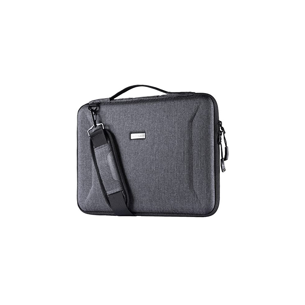 (GREY) TECHGEAR Hard Shell Case for 12" - 13.3" Laptops, Zipped Travel Shockproof Sleeve Bag Case, Shoulder Strap fits MacBook Air 13", Macbook Pro 13