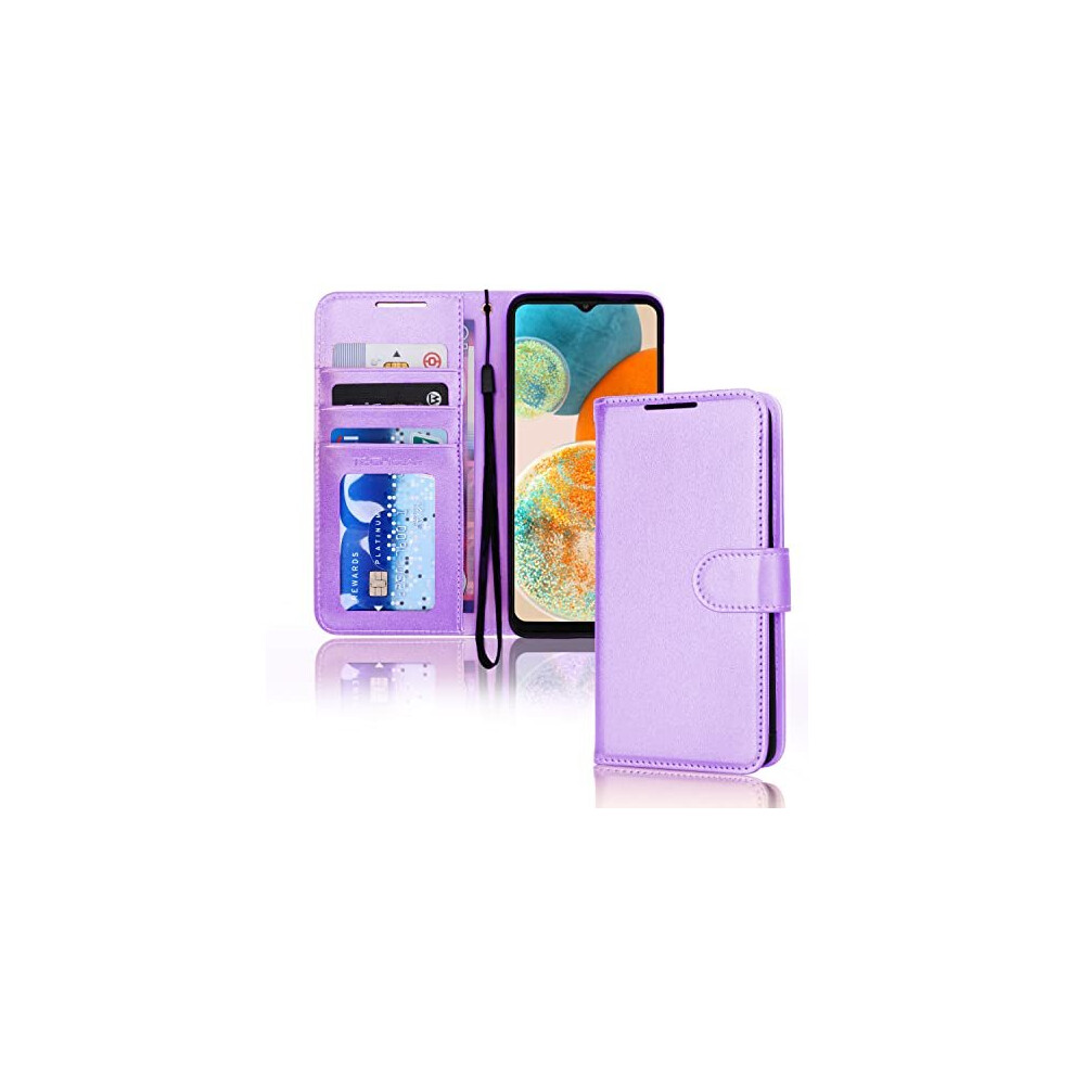 Techgear (Violet) Samsung Galaxy A23 5G Leather Wallet Case, Flip Protective Cover With Wallet Card Holder, Stand And Wrist Strap - Pu Leather With Magnetic Cl