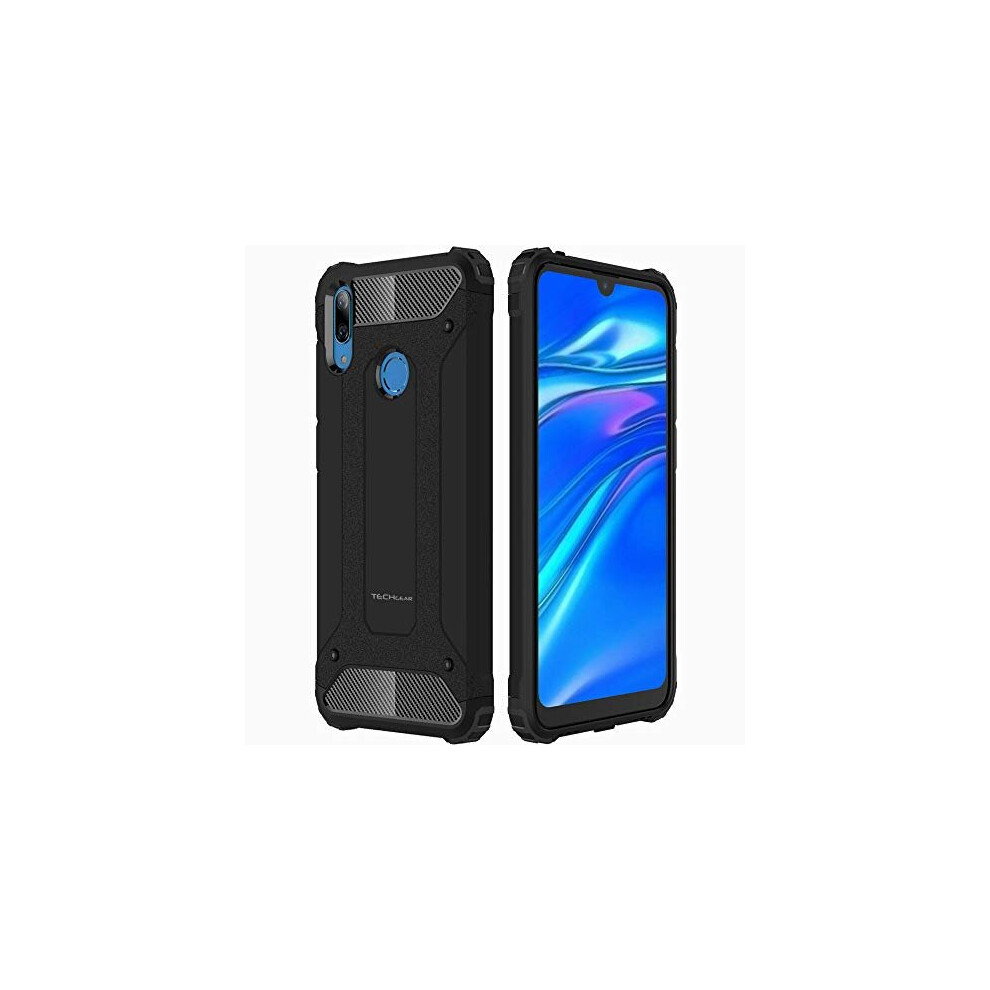 Techgear Y7 2019 Case [Tough Armoured] Shockproof Dual-Layer Protective Heavy Duty Tough Cover Compatible With Huawei Y7 2019 - (Black)