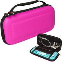 (Pink) Switch Lite Case, Hard Protective Carry Travel & Storage Cover Designed for Nintendo Switch Lite, 8 Game Card Slots + Accessories
