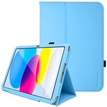 (Light Blue) TECHGEAR Leather Case for Apple iPad 10 2022 [10th Generation] 10.9" - PU Leather Slim Folio Case Cover with Stand, Hand Strap & Auto Sleep / Wake