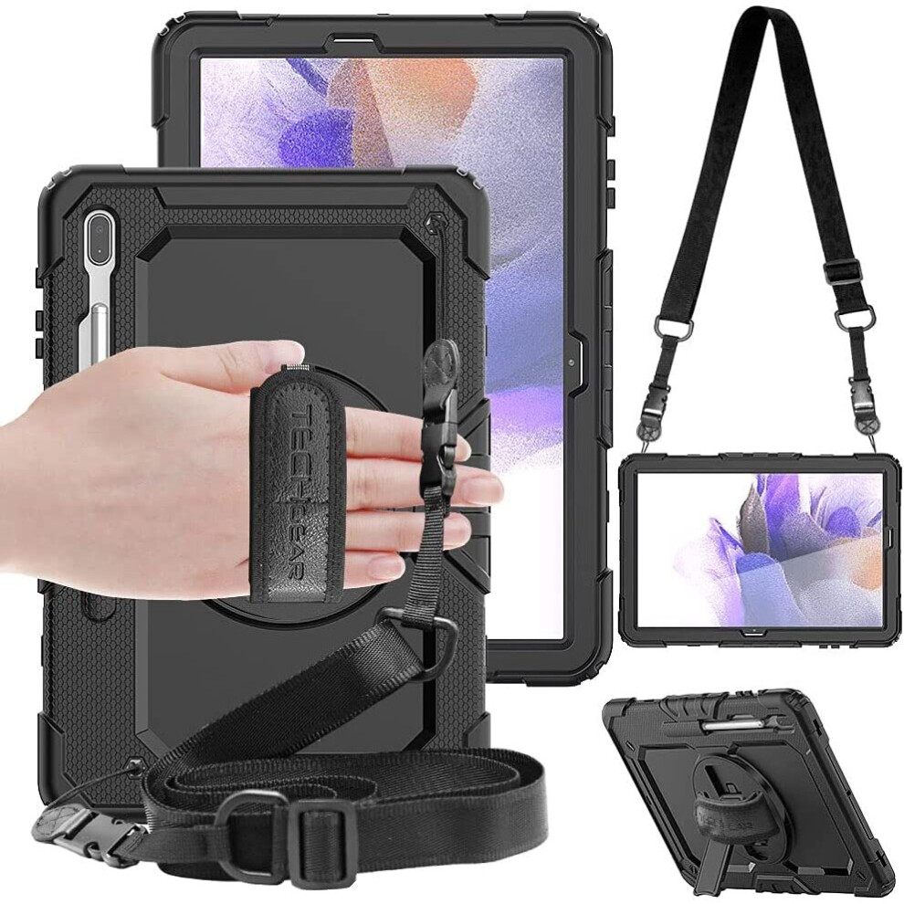 TECHGEAR UTILITY Case fits Samsung Galaxy Tab S7 FE 12.4" (SM-T730 / SM-T736) HEAVY DUTY Shockproof Case with 360 Stand, Hand and Shoulder Strap