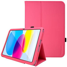 (Pink) TECHGEAR Leather Case for Apple iPad 10 2022 [10th Generation] 10.9" - PU Leather Slim Folio Case Cover with Stand, Hand Strap & Auto Sleep / Wake