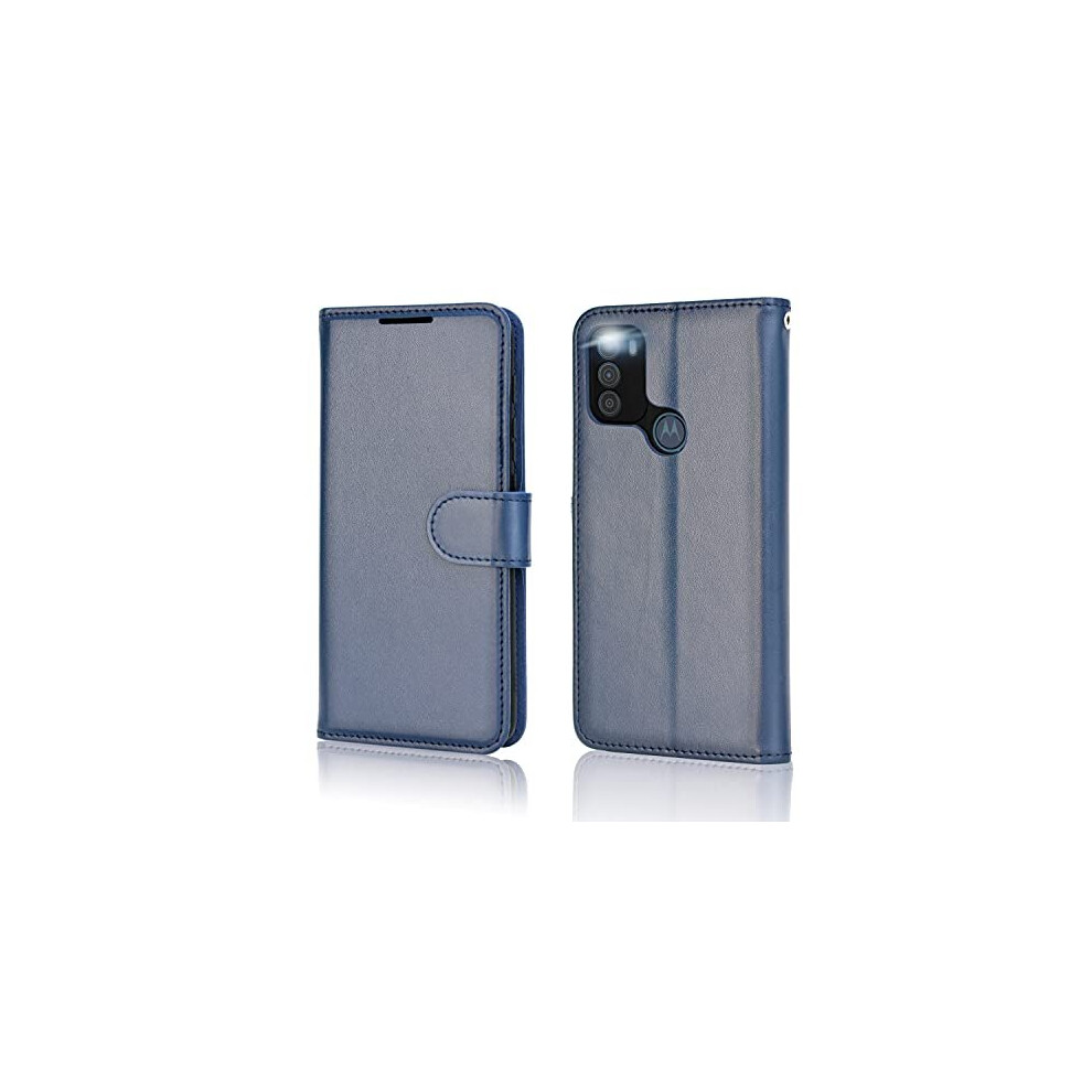 blue--motorola-moto-g50-leather-wallet-case--flip-protective-cover-with-wallet-card-holder--stand---wrist-strap--blue-pu-leather-with-magnetic-clasp