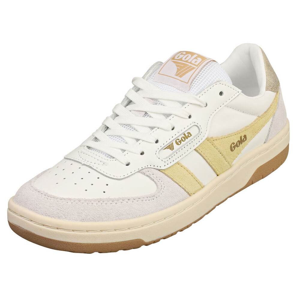 (8) Gola Hawk Womens Fashion Trainers in White Lemon