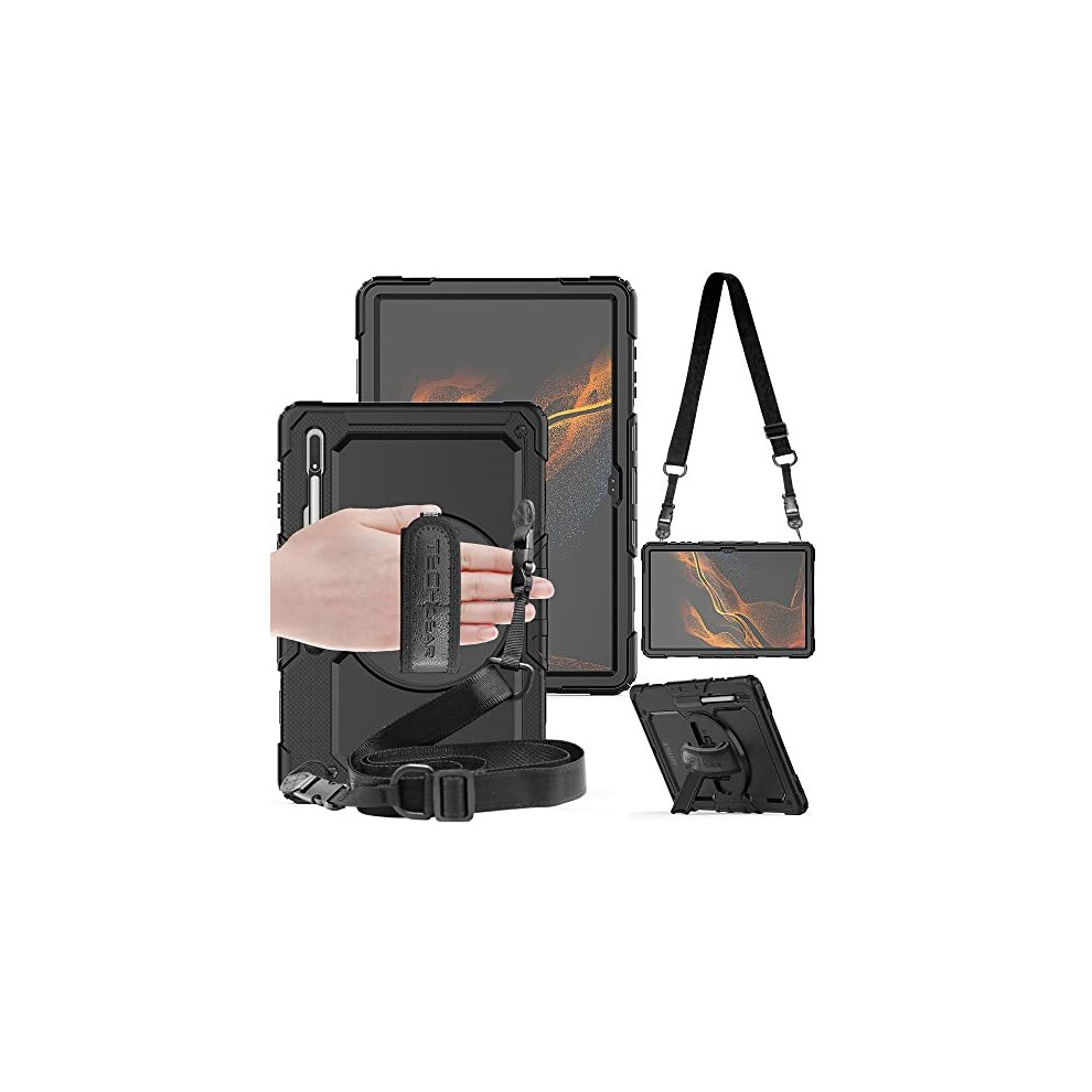 TECHGEAR UTILITY Case fits Samsung Galaxy Tab S8 Ultra 14.6" (SM-X900 / SM-X906) Tough Rugged Shockproof Case with Stand, Hand and Shoulder Strap