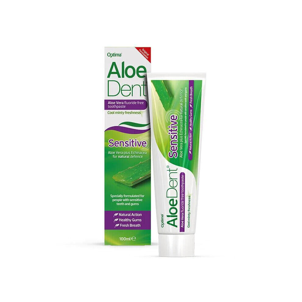 Aloe Dent Sensitive AloeVera Plus Echinacea Fluoride Free Toothpaste 100 ml X 6