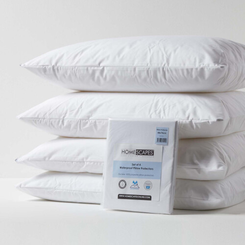 Homescapes (Standard Size - Pack of 4) Waterproof Pillow Protectors