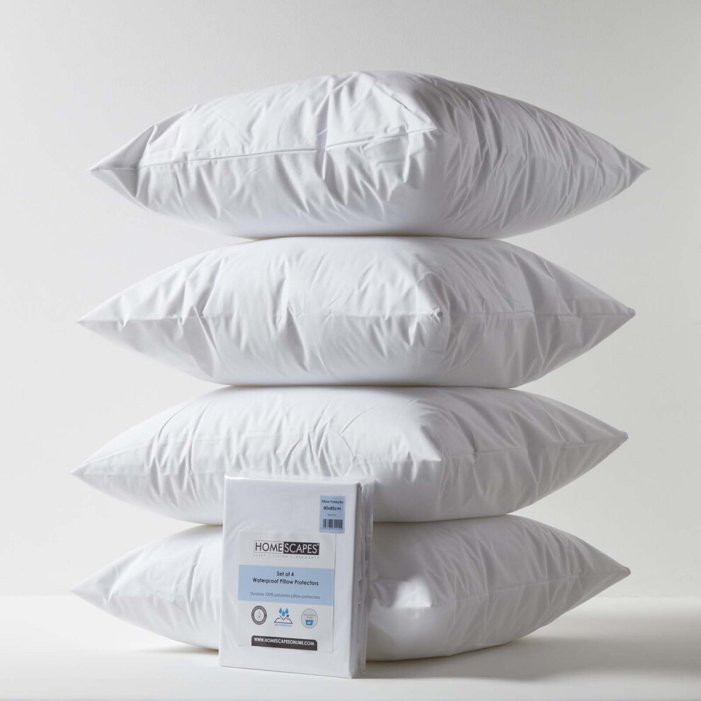 Waterproof Pillow Protectors 80 x 80 cm, Pack of 4