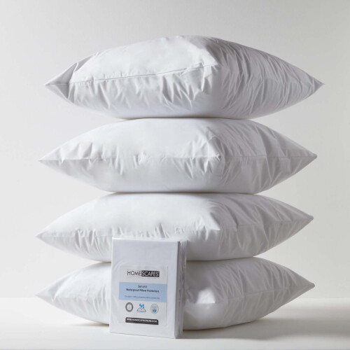 Homescapes (65 x 65 cm - Pack of 4) Waterproof Pillow Protectors