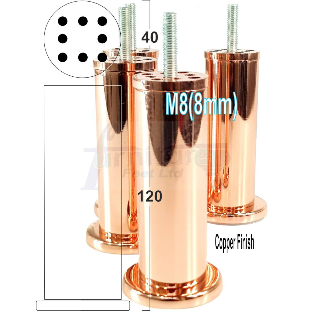 Set Of 4 Rose Gold Furniture Feet Metal Copper Furniture Legs Sofas Chairs Stools 125Mm High Pkc1000 M8