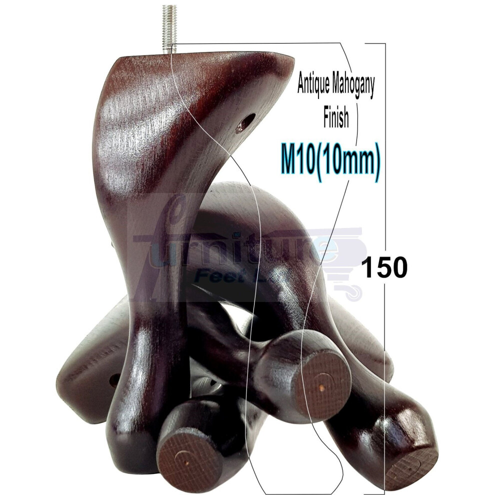 Queen Anne Wooden Legs Antique Mahogany 150Mm High Set Of 4 Replacement Furniture Feet Chairs Sofas Footstools M10 (10Mm)-image-OPC-PBFFVMN-NEW