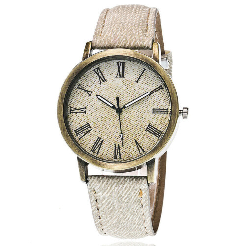 (White) Canvas Denim Straps Watch Retro Quartz Watch Gift