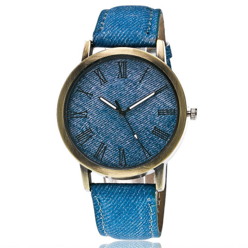 (Blue) Canvas Denim Straps Watch Retro Quartz Watch Gift