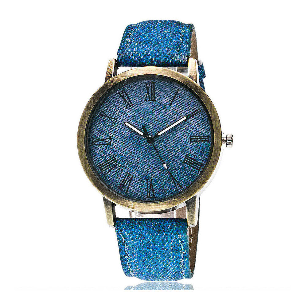 (Blue) Canvas Denim Straps Watch Retro Quartz Watch Gift