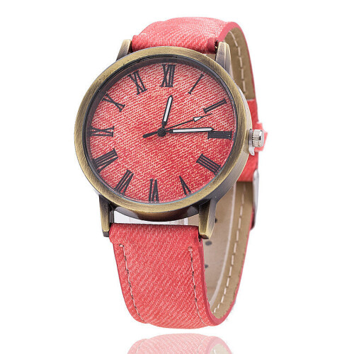 (Pink) Canvas Denim Straps Watch Retro Quartz Watch Gift