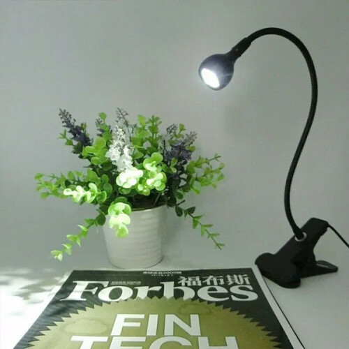 (Silver, White) LED Flexible Reading Light USB Power Clip-on Beside Bed Desk Table Lamp 2